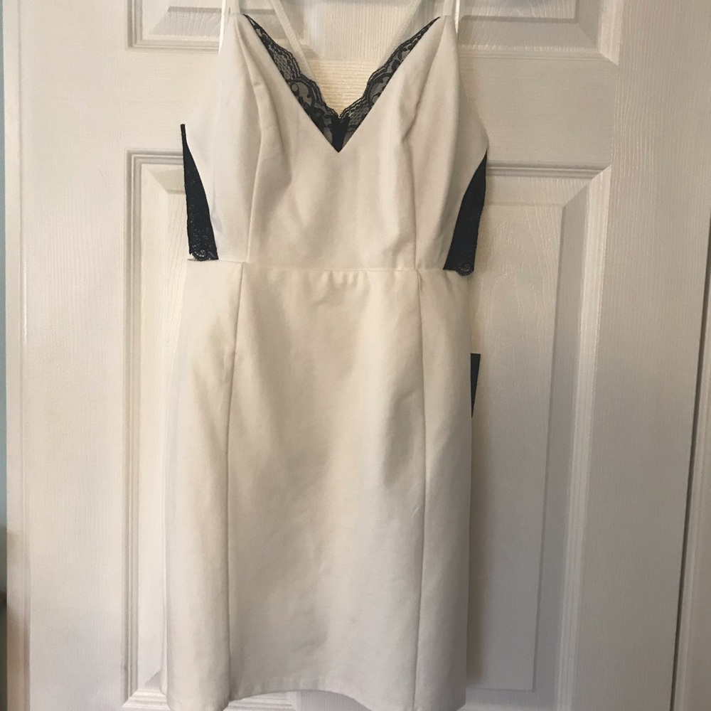 White and black tight mini dress